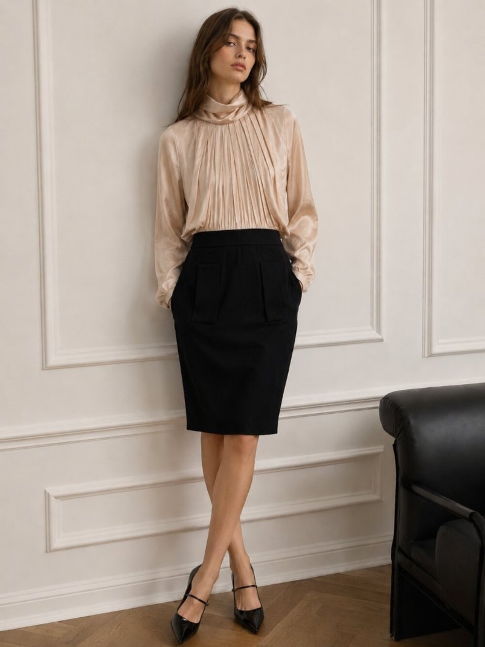 Smythe Blush Pleated Colorblock Dress | Quiet Luxury | Office Siren | Designer |